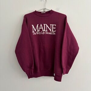 Vintage Discus Athletic Maine The Way Life Should Be Sweatshirt Maroon Large